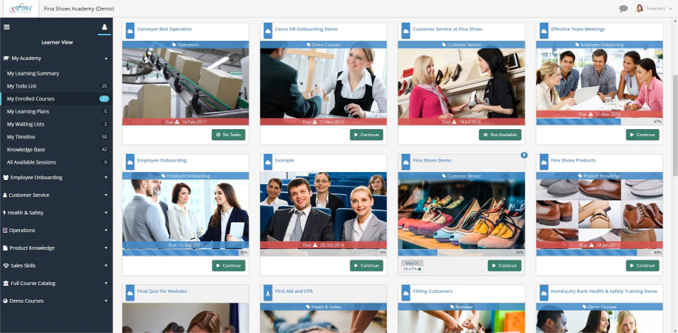 screenshot of SmarterU LMS